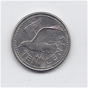 BARBADOSAS 10 CENTS 1998 KM # 12 VF