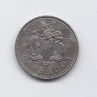 BARBADOSAS 10 CENTS 1987 KM # 12 VF 1