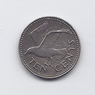 BARBADOSAS 10 CENTS 1987 KM # 12 VF