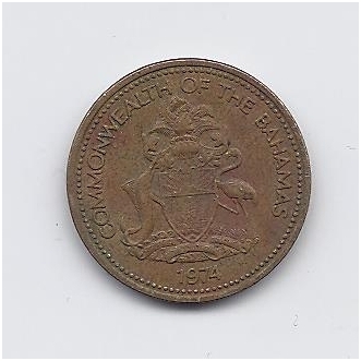 BAHAMOS 1 CENT 1974 KM # 59 VF 1
