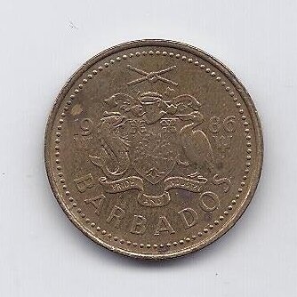 BARBADOS 5 CENTS 1986 KM # 11 VF 1