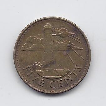 BARBADOSAS 5 CENTS 2008 KM # 11a VF