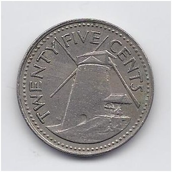 BARBADOS 25 CENTS 1978 KM # 13 VF