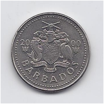 BARBADOSAS 25 CENTS 2000 KM # 13 VF 1