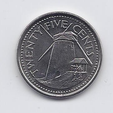 BARBADOSAS 25 CENTS 2011 KM # 13a XF