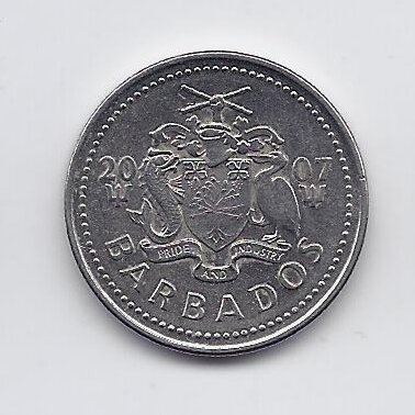 BARBADOS 25 CENTS 2007 KM # 13a XF 1