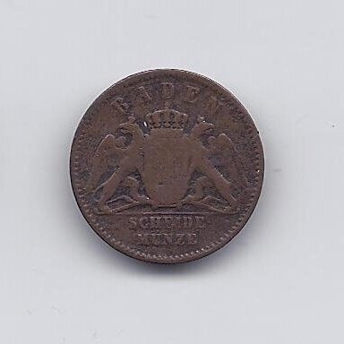 BADENAS 1/2 KREUZER 1866 KM # 241 F 1