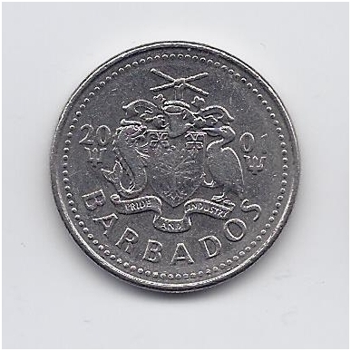 BARBADOSAS 25 CENTS 2001 KM # 13 VF 1