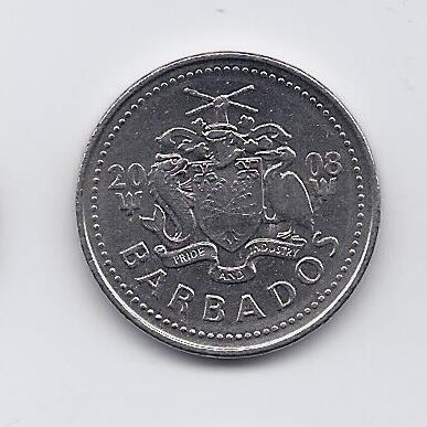BARBADOS 25 CENTS 2008 KM # 13a XF 1