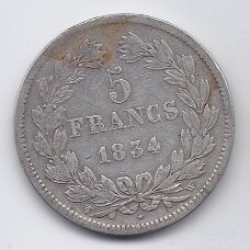 FRANCE 5 FRANCS 1834 W KM # 749.13 F/VF