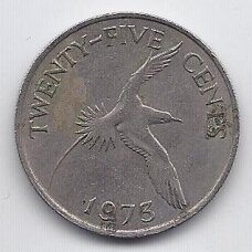 BERMUDA 25 CENTS 1973 KM # 18 VF