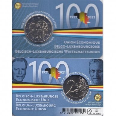 BELGIUM 2 EURO 2021 100 YEARS OF BLEU (IN A COINCARD) 1
