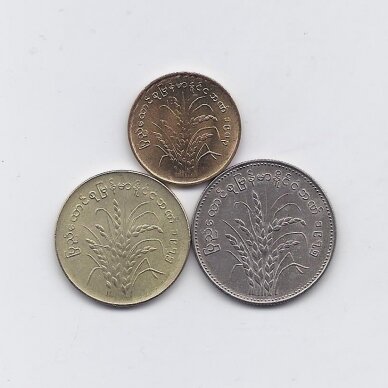 BIRMA 1975 - 1983 m. 3 monetų rinkinys 1