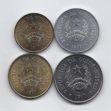 BISAU GVINĖJA 1977 m. 4 monetų AU rinkinys 1
