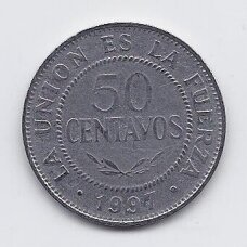 BOLIVIJA 50 CENTAVOS 1997 KM # 204 VF