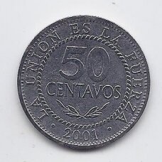 BOLIVIJA 50 CENTAVOS 2001 KM # 204 VF