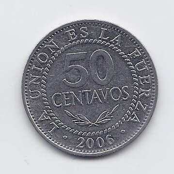BOLIVIA 50 CENTAVOS 2006 KM # 204 XF
