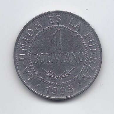 BOLIVIJA 1 BOLIVIANO 1995 KM # 205 VF