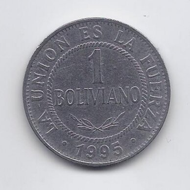 BOLIVIJA 1 BOLIVIANO 1995 KM # 205 VF