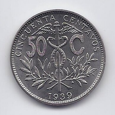 BOLIVIJA 50 CENTAVOS 1939 KM # 182 AU/UNC