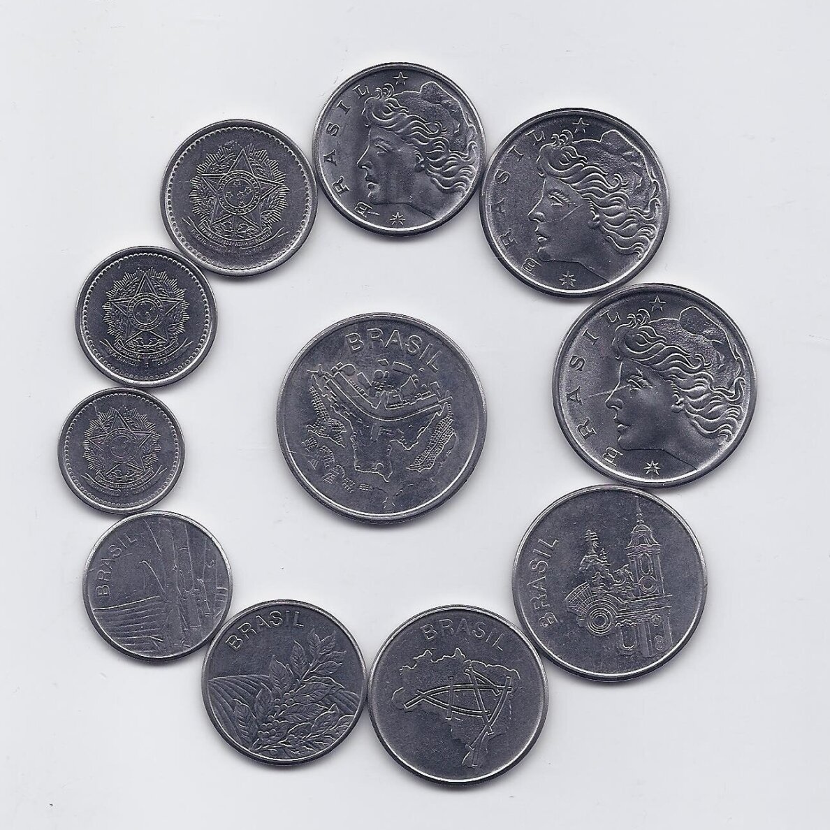 BRAZIL 1977 - 1986 eleven coins set 1