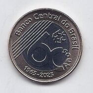 BRAZIL 1 REAL 2025 KM # new UNC 60 Years of Central Bank BRAZIL 1 REAL 2025 KM # new UNC 60 Years of Central Bank