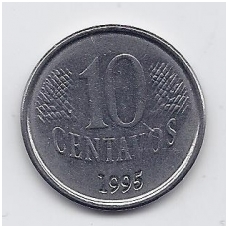 BRAZIL 10 CENTAVOS 1995 KM # 633 VF