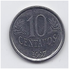 BRAZIL 10 CENTAVOS 1997 KM # 633 VF
