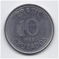BRAZILIJA 10 CRUZADOS 1988 KM # 607 VF/XF BRAZILIJA 10 CRUZADOS 1988 KM # 607 VF/XF