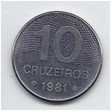 BRAZIL 10 CRUZEIROS 1981 KM # 592.1 VF