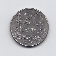 BRAZIL 20 CENTAVOS 1967 KM # 579.1 VF