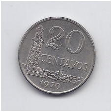BRAZIL 20 CENTAVOS 1970 KM # 579.2 VF
