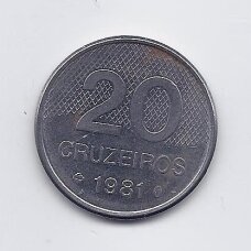 BRAZILIJA 20 CRUZEIROS 1981 KM # 593.1 VF BRAZILIJA 20 CRUZEIROS 1981 KM # 593.1 VF