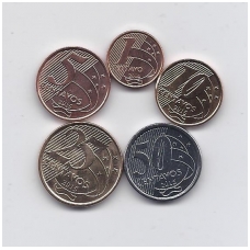 BRAZILIJA 2004 - 2016 m. 5 monetų komplektas