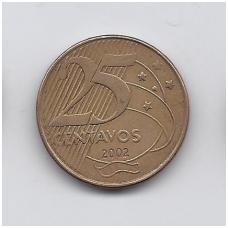 BRAZILIJA 25 CENTAVOS 2002 KM # 650 VF BRAZILIJA 25 CENTAVOS 2002 KM # 650 VF
