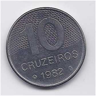 BRAZIL 10 CRUZEIROS 1982 KM # 592.1 XF