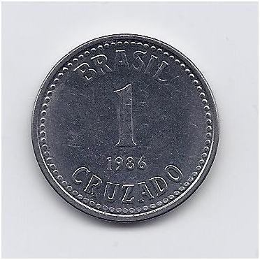 BRAZIL 1 CRUZADO 1986 KM # 605 VF
