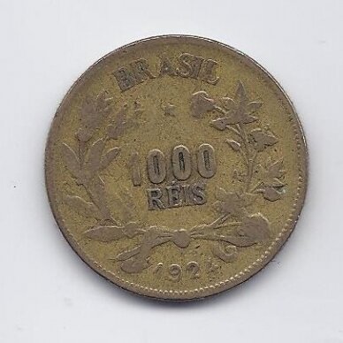 BRAZIL 1000 REIS 1924 KM # 525 VF