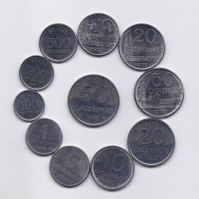 BRAZIL 1977 - 1985 eleven coins set