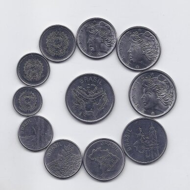 BRAZILIJA 1977 - 1985 m. 11 monetų rinkinys 1