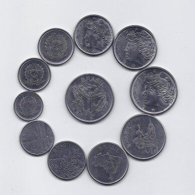 BRAZILIJA 1977 - 1986 m. 11 monetų rinkinys 1