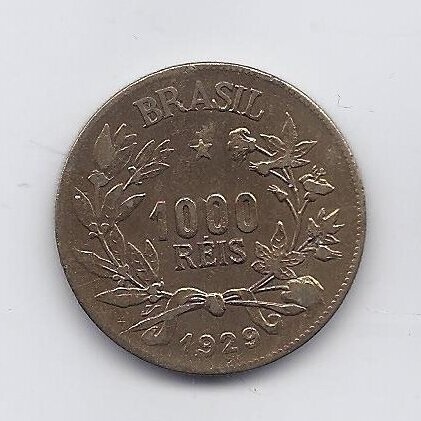 BRAZILIJA 1000 REIS 1929 KM # 525 VF