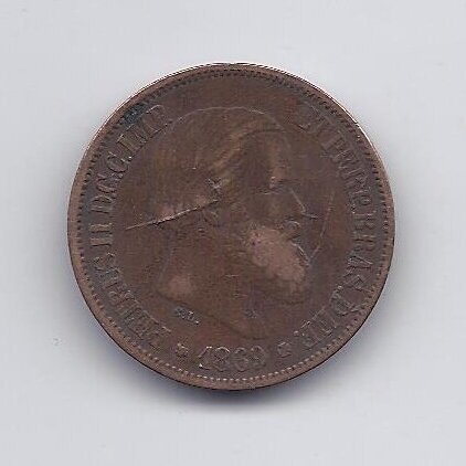 BRAZIL 20 REIS 1869 KM # 474 VF (Rs) 1