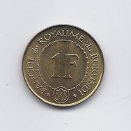 BURUNDIS 1 FRANC 1965 KM # 6 AU