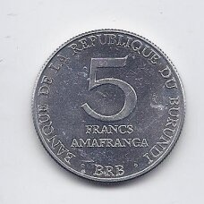 BURUNDIS 5 FRANCS 1980 KM # 20 UNC