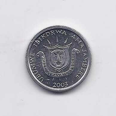 BURUNDIS 1 FRANC 2003 KM # 19 UNC 1 BURUNDIS 1 FRANC 2003 KM # 19 UNC 1