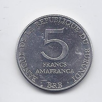BURUNDI 5 FRANCS 1980 KM # 20 UNC