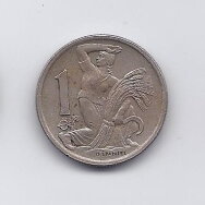 ČEKOSLOVAKIJA 1 KORUNA 1946 KM # 19 XF ČEKOSLOVAKIJA 1 KORUNA 1946 KM # 19 XF