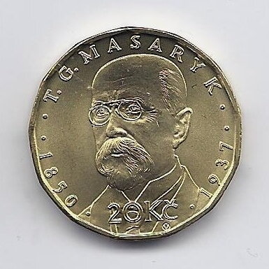 ČEKIJA 20 KORUN 2018 KM # 179 UNC Tomaš Garrigue Masaryk