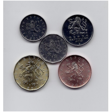 ČEKIJA 5 monetų rinkinukas 1 - 20 korunų (2 korunos iš apyvartos) 1